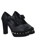 Shoetopia Stylish Studded Black Block Heeled Pumps For Women & Girls /Eu37,Black,4,B0DWFMS1RM