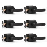 KNOBWELL 6 Pack Privacy Door Handles Interior, Matte Black Door Levers with Lock, Modern Heavy Duty Square Door Locks for Bedroo