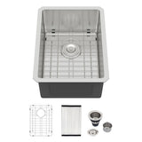 Logmey 15 Inch Undermount Bar Sink - 15x20 In Handmade Stainless Steel Undermount Kitchen Sinks 16 Gauge Bar Prep Single Bowl Sm