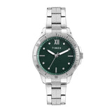 Timex Analog Watch For Women With Green Dial & Silver Stainless Steel Bracelet Band - Water Resistant Women'S Wrist Watches -Twe