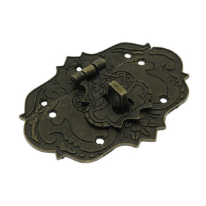 LDCREEE Antique Embossing Decorative Brass Hasp Clasp Latch Lock with Screws for Jewelry Box Ordinary Box Wooden Case Furniture