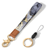 Hsxnam Wrist Lanyard Key Chain, Cute Wristlet Strap Keychain Holder for Women Men Keys ID Badges Phone Airpods, Gray Ink Marble