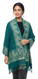 Soul Essence Womens Woven Bordered Woollen Stole (Vch19377, Blue)
