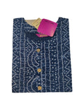 Anni Designer Women'S Cotton Blend Straight Printed Kurta (Bandhani Amd Blue_S_Blue_Small),Blue,S