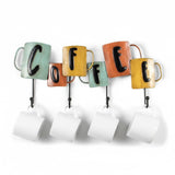 Aimto Retro Metal Wall Mounted Coffee Mug Holder, with 4 Hooks and Metal Sign Modern Coffee Sign for Kitchen, Bar Station Access