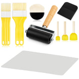 Crtiin 12 Pcs Essential Decoupage Tool Set, Include 5 Decoupage Brushes, 3 Foam Brush, 1 Rubber Roller, 1 Semi Circular Brush, S