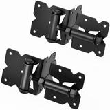 WINSOON Adjustable Self-Closing Gate Hinges Heavy Duty Hardware 2 Pack,Stainless Steel(Black Finished), Gate Closer for Wood Fen