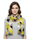 Fabtone WomenS Scarf/Stole | Yellow & Black Geometric Print | Soft Viscose Fabric | 70X180 Cm | Lightweight Summer Stole | Styl