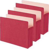 5 1/4 Expansion Colored File Pocket, Straight Tab, Letter, Red [Set of 3]