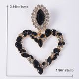 Xerling Large Heart Rhinestone Crystal Dangle Earrings Statement Drop Earrings for Women Brides Love Heart Stud Earrings