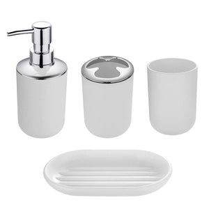 Bathroom Accessories Set, 4pcs White Bathroom Accessories, Bathroom Set, Bath Accessory Completes with Toothbrush Holder, Toothb