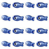 NBEADS About 17 Pcs Porcelain Ceramic Fish Evil Eye Beads 3/4 3/8, Blue Evil Eye Charms Glazed Porcelain Turkish Loose Beads fo