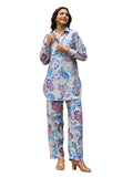 LERIYA FASHION Women's Rayon Printed Regular Western CO-ORD Set (LF-W2109&TR1064_Blue_2XL)