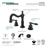 Kingston Brass Ks1975Al Heritage Widespread Lavatory Faucet With Metal Lever Handle, Oil Rubbed Bronze, 8-Inch Adjustable Center