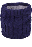 Dsquared Unisex Neck Scarf DoubleLayer Soft Fleece Lined Thick Knit Neck Warmer Circle Scarf Windproof_Blue