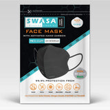 SWASA N95 Certified Respirator Reusable Mask with Activated Carbon, HEPA Filter FFP2 Class (Black, No Filter, Pack of 3) for Uni
