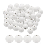 HARFINGTON 50pcs 20mm White Wood Beads 4.5mm Large Hole Round Wooden Loose Spacer Beads for Jewelry Making Necklace Bracelets DI