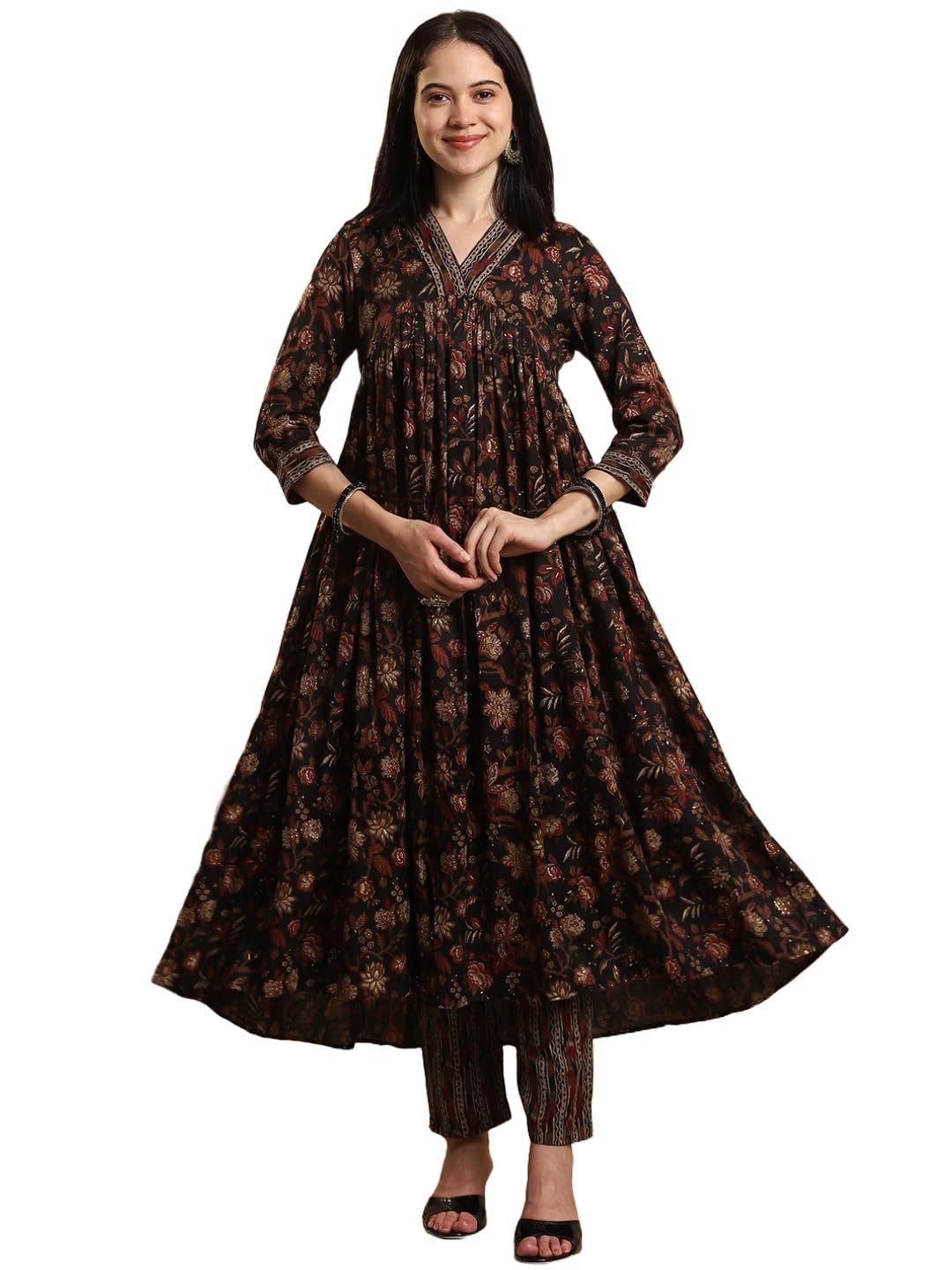 Gosriki Women'S Rayon Blend Anarkali Printed Kurta With Pant (Gunba Black-Vks01-Gs_Xxl_Black_Xx-Large),Black,2,B0DK9PHBRG