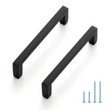 JOY DECOR 60 Pack Cabinet Pulls - Slim Square Bar, 3-3/4 Inch Hole Center, Matte Black Solid Build | Modern Look | Easy Install 