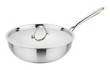 Prabha Stainless Steel Prima Wok, Included Lid, Kadhai for Kitchen, 28cm, 4.3 L Capacity, Steel Wok with Stay Cool Handle, Induc