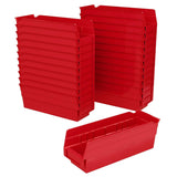 Akro-Mils 30120 Plastic Shelf Bins, Heavy Duty Storage Bins for Garage, Closet, and Drawer Organization, 12 x 4 x 4, Red, 24-Pac