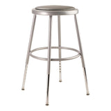 National Public Seating Grey Steel Stool With Vinyl Upholstered Seat Adjustable, 19 x 27