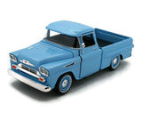 1958 Chevy Apache Fleetside Pickup Truck, Light Blue Motormax 79311 1/24 scale Diecast Model Toy Car, unisexchildren