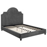 Modway Primrose Performance Velvet Queen Platform Bed With Nailhead Trim In Gray