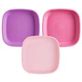 Re-Play Toddler Plates - 22 Oz. Deep-Walled Flat Kids Plates - Dishwasher & Microwave Safe - Made in USA - Set of 3-7.37 x 7.37 