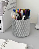 Lebenrich Rotating Pen Pencil Holder for Desk, 5 Slots Unique Grey Desk Pen Organizer Easthetic Desktop Supplies and Accessories