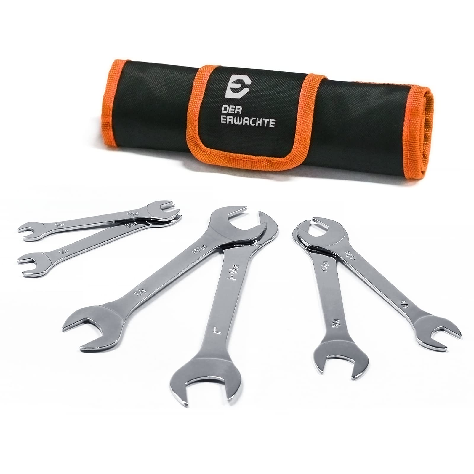 Der Erwachte Super-Thin Open End Wrench Set, Sae, 6-Piece, Including 3/8, 7/16, 1/2, 9/16, 5/8,11/16, 3/4, 13/16