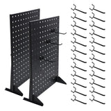 2Pcs Metal Pegboard Display Stand with 24 Peg Hooks for Craft Shows & Fairs,Black Jewelry Retail Display Rack for Selling Access