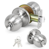 LOQRON Ball Door Knob Entry Function, Keyed Entry Door Knob with Lock, Round Ball Handle for Front Door Right and Left Side, Sat