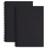 Labuk 2Pcs A5 Size Black Spiral Notebooks, Wireless Blank Sketchbook Notepad Diary, With Kraft Paper Cover, 100Gsm, 50 Sheets (1