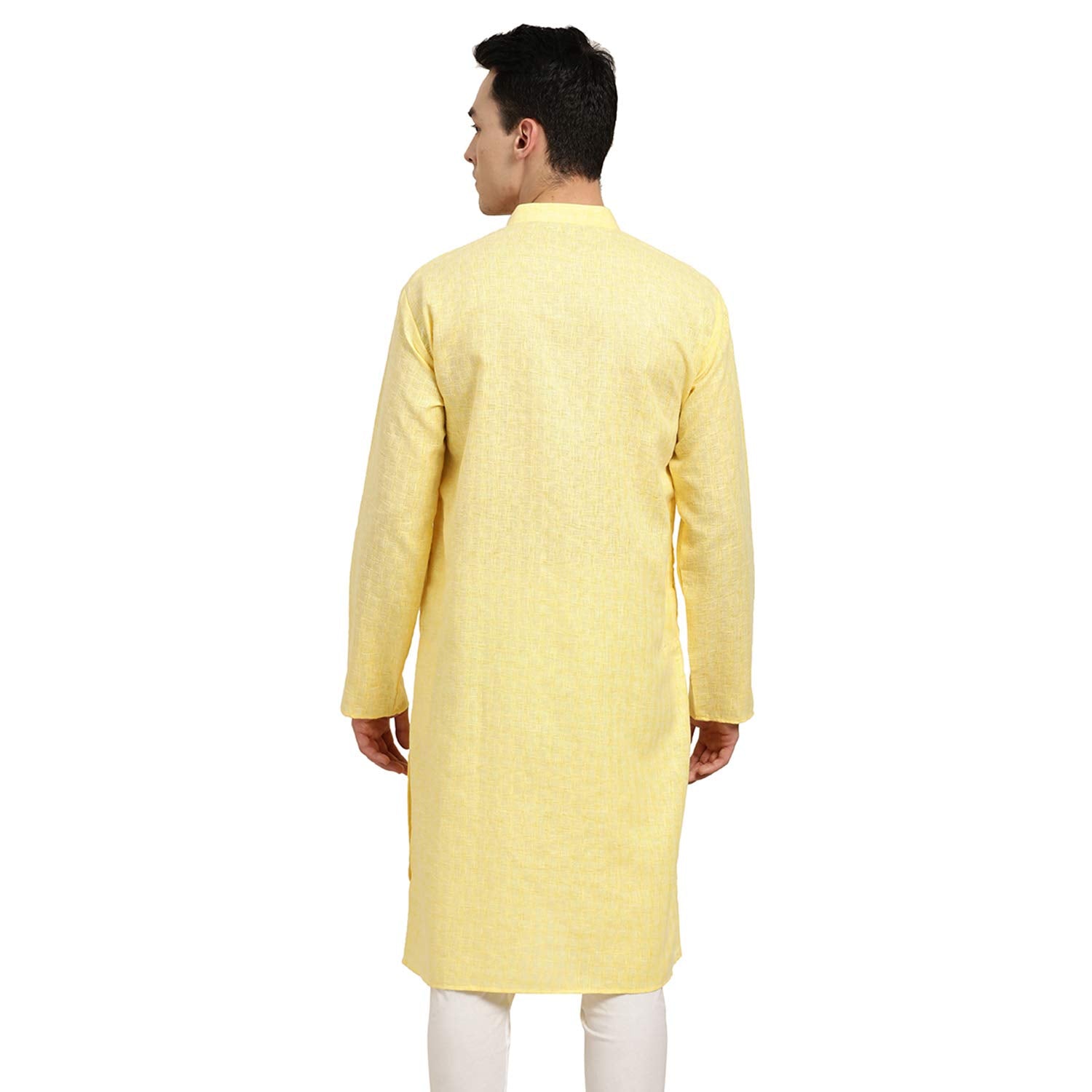 Sojanya (Since 1958 Men'S Cotton Blend Geometric Regular Kurta (D-Sjr-Lk-Dobychk-253- Yellow(D-Sjr-Lk-Dobychk-253-Yellow-40)
