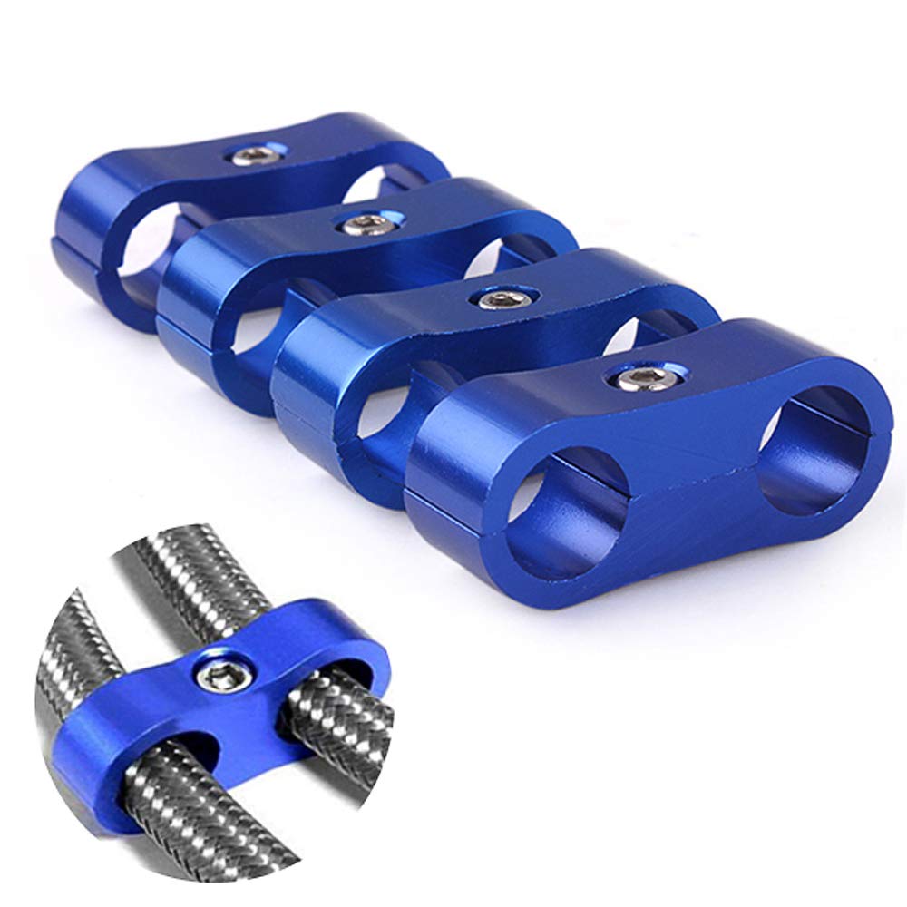 6AN Hose Separator Clamp Aluminum Fuel Line Mounting Clamp Divider Hose Fitting Adapter Fit for 3/8 Fuel Line, Oil Line, Brake L