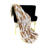 Plutus White Taupe Snow Chinchilla Faux Fur Luxury Throw Blanket 70In X 90In
