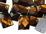 Allstarco 25x18mm Brown Smokey Topaz CH25 Flat Back Rectangle Sew On Beads for Crafts Plastic Acrylic Rhinestones with Holes for