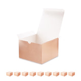 ROSEGLD 10 Gift Boxes with Lids, 6x6x4 Inches, Rose Gold, Bridesmaid Proposal Boxes for Light Weight Gifts (Glossy Rose Gold wit