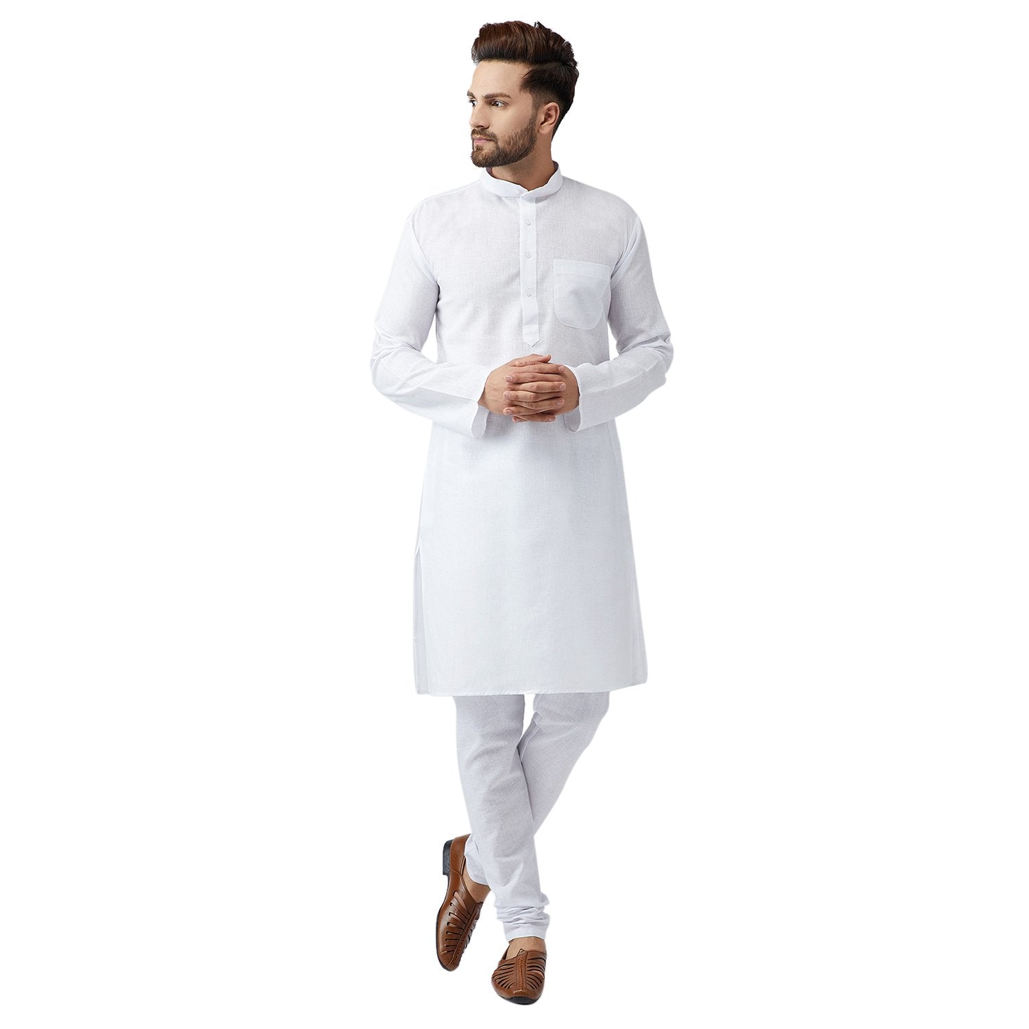 Sojanya (Since 1958 Men'S White Cotton Kurta Churidar Pyjama Set Size Xxl