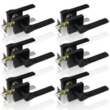 DSJJBLL 6 Pack Matte Black Door Knob, Interior Privacy Keyless Entry Door Lock, Square Style Reverisble Door Handles, Heavy Duty