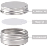 0.5 Oz Screw Top Aluminum Tin Jar With Screw Lid And Blank Labels (Silver - Pack Of 32)