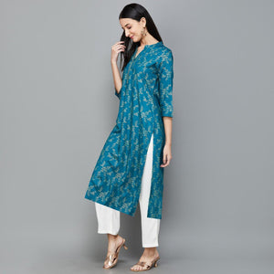Gosriki Women'S Cotton Blend Straight Printed Kurta With Pant (Loribi Green-Gs_Xxl_Green_Xx-Large),Green,2,B0D83MC7GF