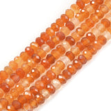 6mm Red Orange Agate Faceted Rondelle Loose Beads Jewelry Making DIY Bead 16 Inch