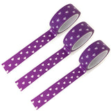 Greatlove 3Pcs Lovely Purple Paper Tape For Arts And Crafts, Diy, Scrapbook Decorative, Creative, RePositional, MultiPurpose,