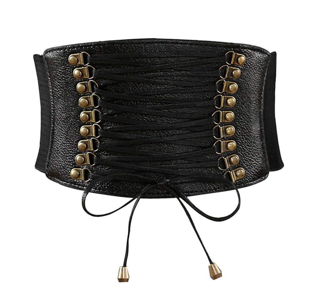 VOCHIC Womens PU Leather Belt High Waist Cincher Belt Corsets for Waist Training Wide Black Corset Belt