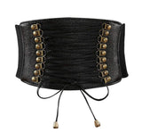 VOCHIC Womens PU Leather Belt High Waist Cincher Belt Corsets for Waist Training Wide Black Corset Belt
