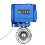 U.S. Solid Motorized Ball Valve- 1 NSF Certified 304SS Ball Valve with Manual Function, Full Port, 9-24V AC/DC and 2 Wire Auto R