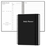 Daily Planner Undated - A5 To Do List Notebook Hourly Schedules, Spiral Appointment Planner for Women and Men, PVC Hardcover, In