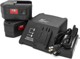 Batteries & Charger Bundle 18v 2000mAh NiCd Battery for Milwaukee 48-11-2230 48-11-2200 48-11-2232, 8940158631 (2 Batteries + 1 